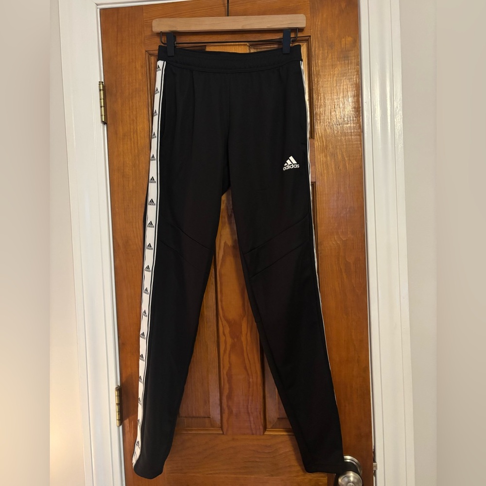Adidas Black Joggers with White Stripes